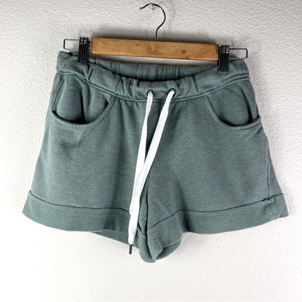 Brisas Small Green Cotton Blend comfortable shorts with Drawstring and Pockets